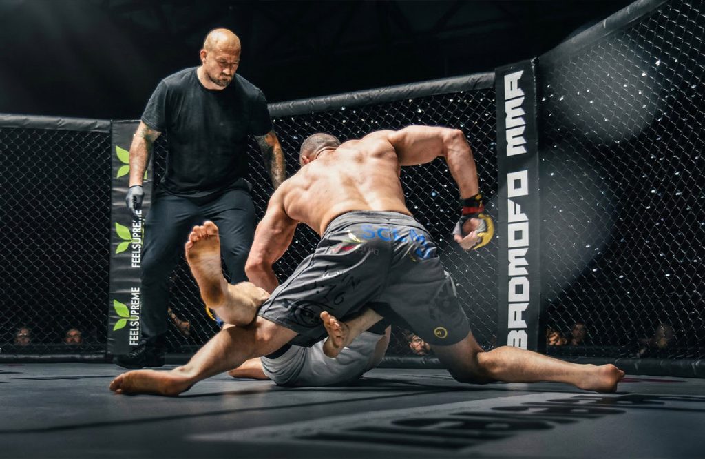 Andreas Tricomitis during the BMF MMA World Title fight in 2022