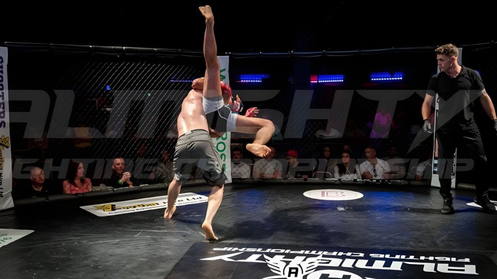Tricomitis in action during his professional MMA debut at Almighty Fighting Championship 5 in 2017
