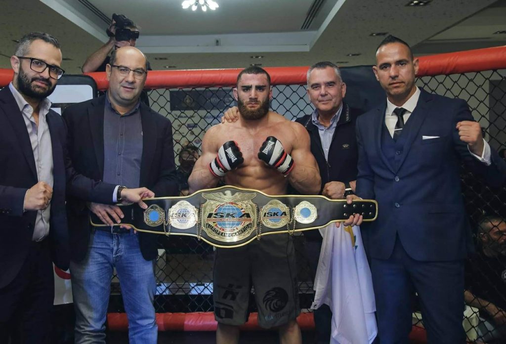 Andreas Tricomitis competing for the Professional European ISKA MMA Title at PFC 3