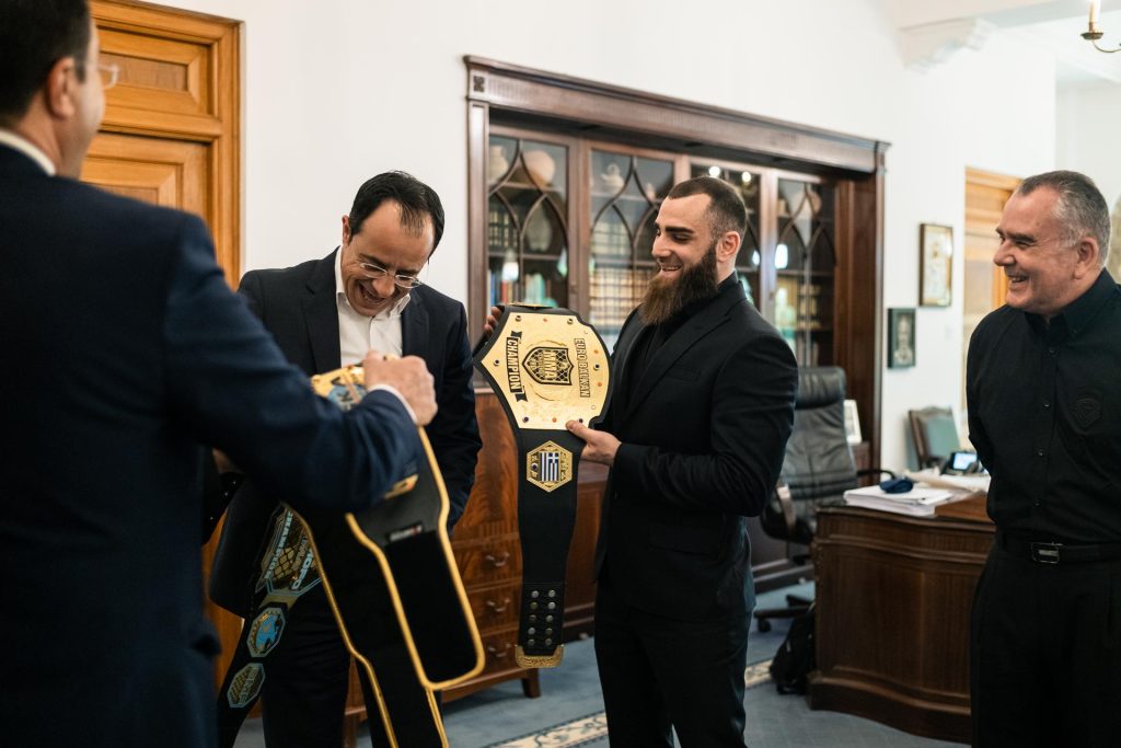 Andreas Tricomitis meets President Nikos Christodoulides at the Presidential Palace in 2023